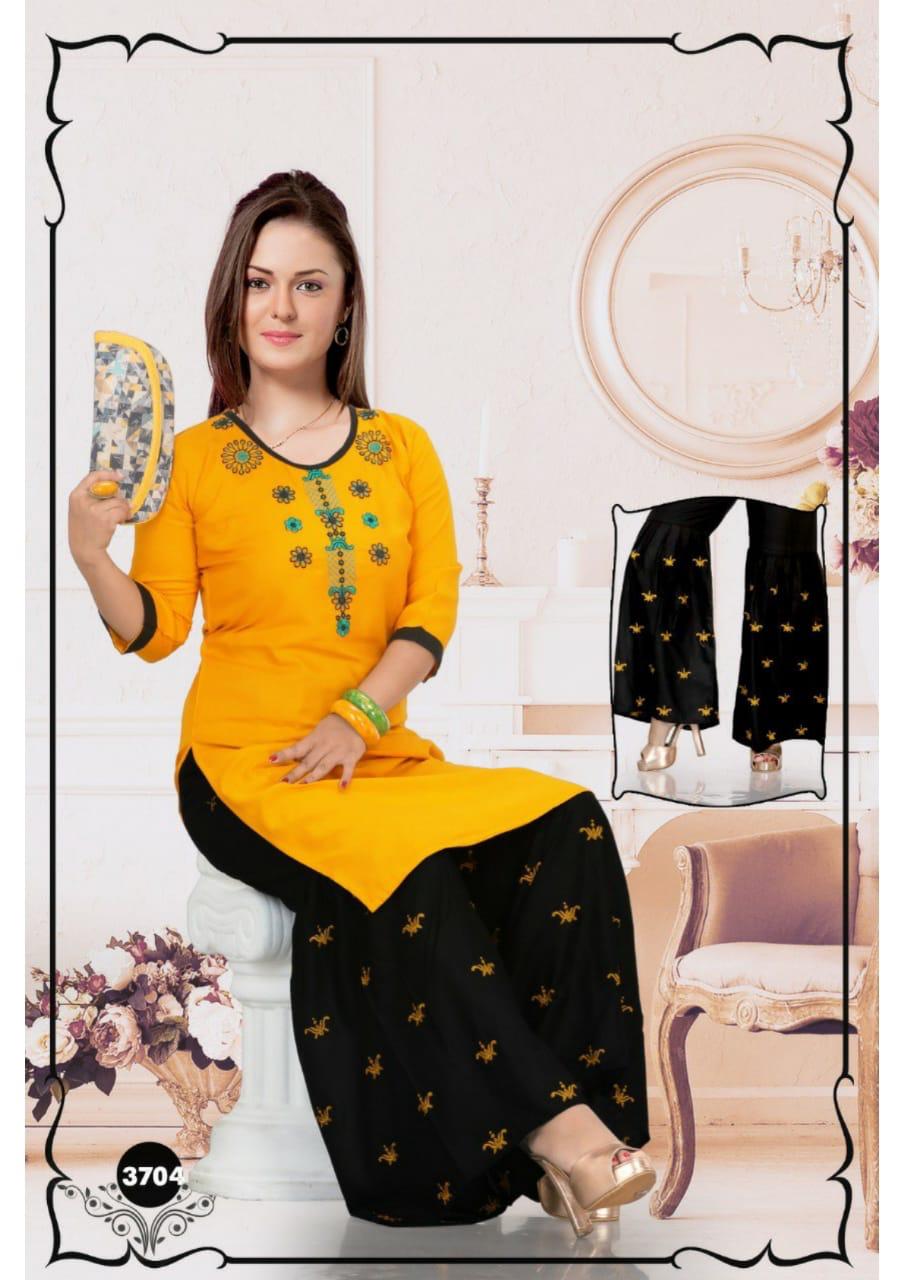 Trendy Mirror  Latest Fancy Festive Wear Heavy Rayon Kurti With Sharara Collection